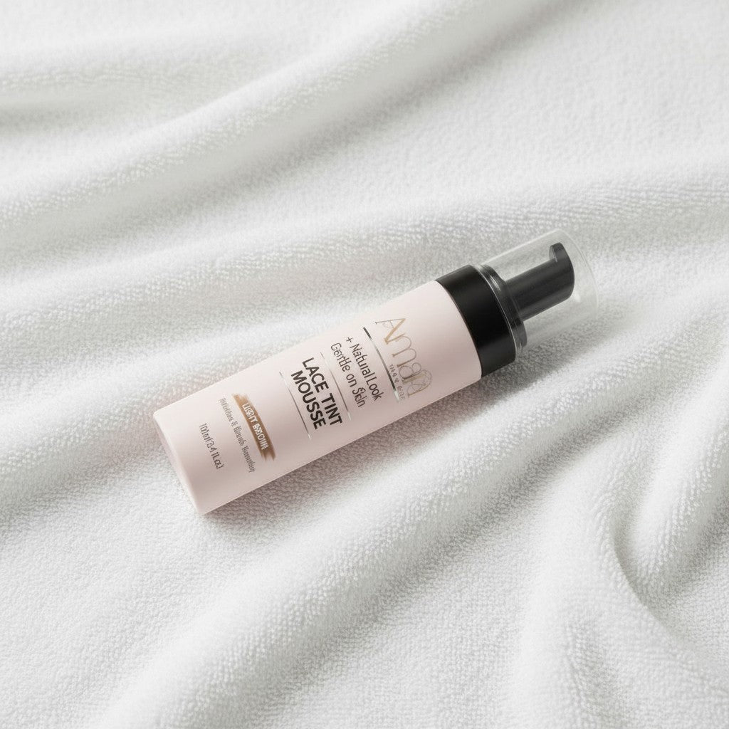 Amari Magic Glow Lace Tint Mousse in Light Brown, 100ml bottle for a natural look and gentle on skin.